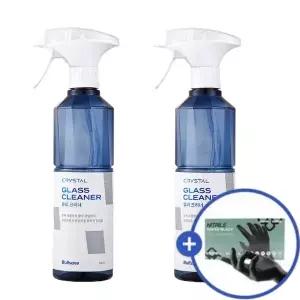 [내일도착]불스원 뉴 크리스탈 유리크리너 500ml 2개입(+세차 전용 니트릴 장갑 10매)