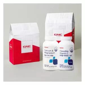 [GNC] 츄어블 비타민C100(40일분)+칼슘 앤 마그네슘(30일분) 선물세트 419944