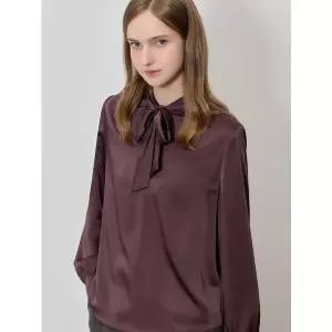 [쉬즈미스]SHESMISS)] 크림슨 보우넥 새틴 블라우스 (택가격: 158000원)