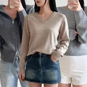 가을 겨울 여성 니트티/가디건/집업후드/목폴라/반목/브이넥/라운드/루즈핏/조끼/뷔스티에/울니트/빅사이즈/하객룩/데일리룩/단가라/나그랑/크롭