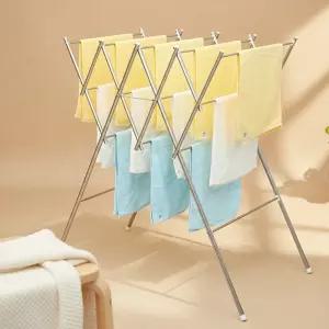 W형 빨래건조대 5단 / 접이식 이불 수건 베란다 빨래걸이