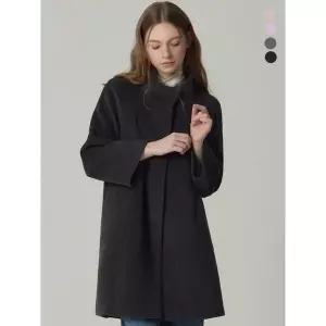 [하프클럽/]소프트 앙고라 하이넥 울 미디 코트