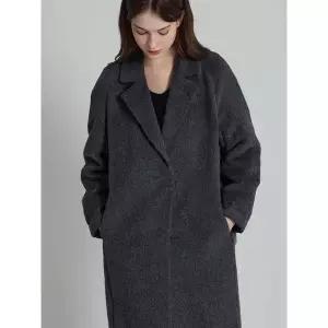 [하프클럽/]프리미엄 수리알파카 울 스냅 투버튼 미디 코트-사이즈 55~99다양