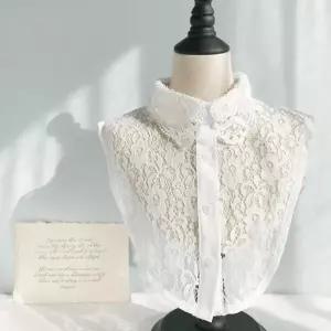 [하프클럽/]넥케이프 레이스 자수 넥카라 목폴라 셔츠 페이크 셔츠라