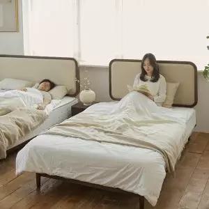 [상일리베가구] 빈센트 2100 가죽헤드 호텔 트윈 침대 SS+SS+협탁1EA (본넬 매트포함)