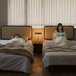 [상일리베가구] 빈센트 2100 가죽헤드 호텔 트윈 침대 SS+SS+협탁1EA (본넬유로탑 매트포함)