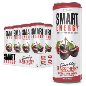 셀루코어 C4 스마트 에너지 드링크 - 무설탕 퍼포먼스 연료 및 누트로픽 브레인 부스터, 커피 대용 또는 대체 | 블랙 체리 12온스 - 12팩