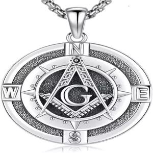 남성 DRINSPER 925 스털링 실버 컴퍼스 목걸이 여성 펜던트 크리스마스 선물 그의 생일 22+2 스테인리스