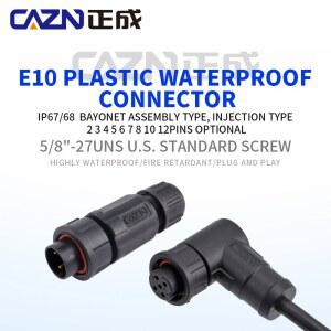 CAZN 플라스틱 암수 직선 와이어 앵글 비차폐 원형 12 E10 커넥터 PVC 방수