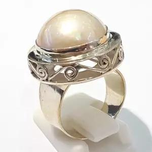 [블루케이] A급엔틱 골드마베진주 원석반지210710-15n