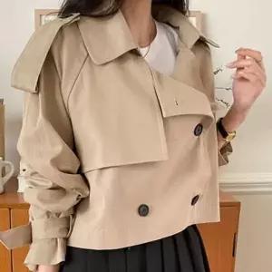 여자 트렌디 크롭 트렌치코트 가을 아우터