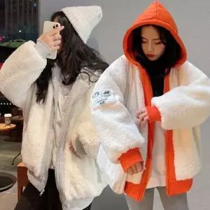 양털 후드 롱코트 양털 레이어드 집업 아우터