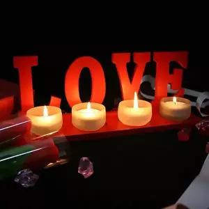 [하프클럽/]러브 메시지 우드 티라이트 받침대 캔들 홀더 티라이트 세트 4구