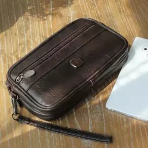 [하프클럽/]고급 소가죽 남성 핸드폰 클러치 가방 보조 백 크로스백 스마트