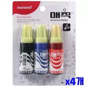 [에이치플러스몰]bns 유성매직 모나미 병매직 3P 흑청적색 x4개