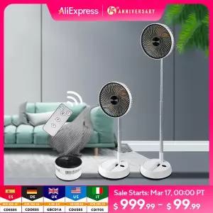 휴대용 접이식 선풍기 USB 리모컨 에어 쿨러 무소음 충전식 무선 플로어 스탠딩 선풍기 야외 가정용 6000mA