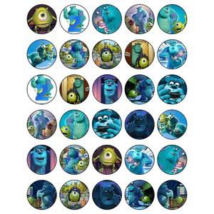 식용 케이크 장식의 Monster Inc의 않은 토퍼 시트에 30개 자르지 컵케이크 테마 웨이퍼