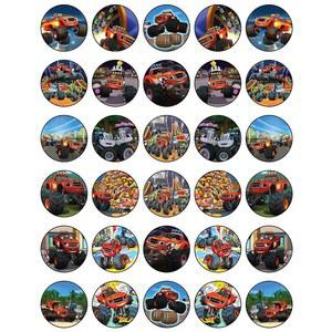 식용 컵케이크 토퍼 30개 - 트럭에서 장식 않은 케이크 자르지 받은 웨이퍼 컬렉션 레드 영감을 시트에 몬스터