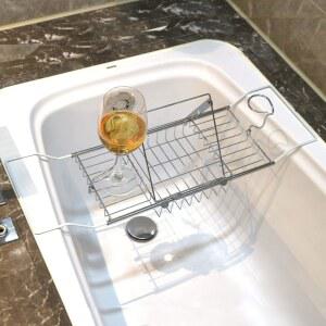 PLKO 욕조 트레이, 스테인리스 샤워 캐디 탈착식 책꽂이 레드 와인 랙 홀더, 가정용 주방 욕실용, 슬리버용