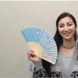 ( )합죽선 매화꽃 전통 부채 흑색 외국인선물 부채 합죽선 무용 춤