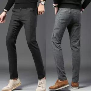 남성 2색 체크무늬 스판 세미 정장 팬츠