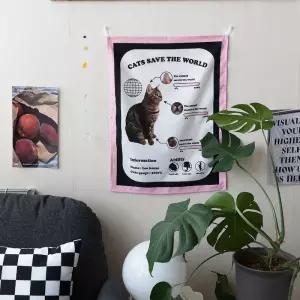 에이미루시 캣월드 패브릭 포스터 일러스트 감성 벽장식 가리개 50x65cm