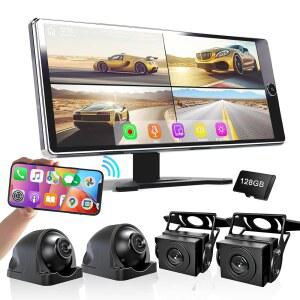 ASLONG 10.36인치 휴대용 안드로이드 터치스크린 화면 무선 미러 링크 GPS 카메라, 트럭용 세미 스테레오, 카플레이 HD 내비게이션 자동차용 오토, 백업 자동차 및 1080P 트레일러