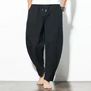 린넨 블루머 통바지 남성 밴딩 팬츠 홈웨어 밑단 트임 남자배기 치노 스판