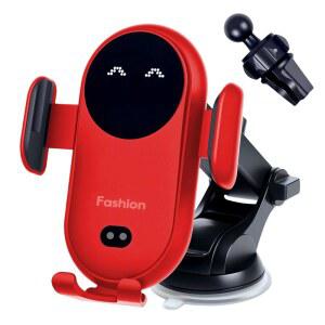 Aendern 무선 자동차 충전기, 적외선 자동 감지 클램프 포함 15W 고속 충전, 핸즈프리 3-in-1 휴대폰 마운트(벤트/대시보드/윈드실드), 16/15/14/13, 삼성 S25/S24 울트라 S23+ (빨간색)