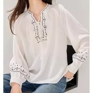 [하프클럽/패션]유니크 자수패턴 에스닉블라우스 26F5729B