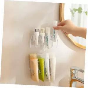 무타공 튜브 보관 정리 4칸 클립 치약 세제 보관함 벽면 부착