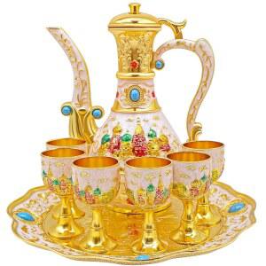 빈티지 터키식 커피포트 찻주전자 세트, 트레이와