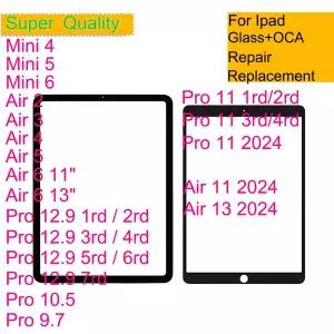 아이패드 에어 6 5 4 3 2 미니 프로 12.9 10.5 9.7 13 11 터치 스크린 패널 전면 외부 유리 OCA 포함 수리