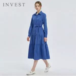[인베스트] 셔츠 핏 티어드 롱 원피스_IN6S1OP3101