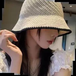 비치캡 여성 엣지배색 니트짜임 버킷햇 왕골모자 여름 벙거지