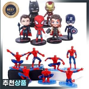 스파이더맨 인형 어벤져스 마블 시리즈 휴대용 아이언맨 토르 캡틴 아메리카 차고 키트 Q 버전 자동차 테이