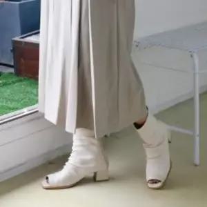 여성 여름 통굽 지퍼 오픈토 앵클 부츠