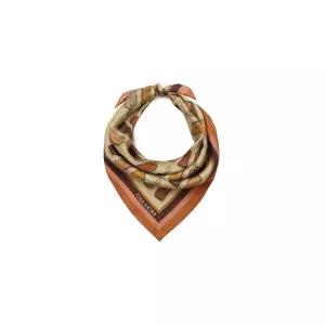 COACH 여성용 가죽 행태그 프린트 실크 반다나, 탠 멀티, 원 사이즈