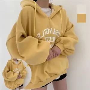 겨울맨투맨 여성 반집업 레터링 프린팅 데일리 스타일링 후드티