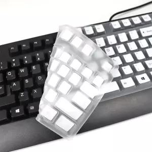 키보드 보호 데스크톱 실리콘 패드커버 투명 컴퓨터 자판기덮개 키스킨 방수 블랙 1개