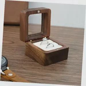 천연 나무 보석 보관함 반지 케이스 결혼 예물 돌반지 보관 투명 뚜껑 고급스러운