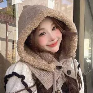 [콩심팥심]후드 여성 뽀글이 넥 워머 바라클라바 모자 방한 코디