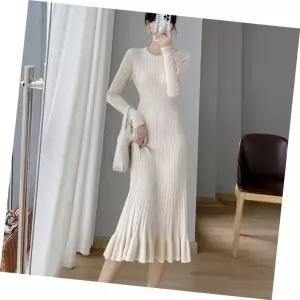 골지 니트 원피스 A라인 슬림 프릴 원피스