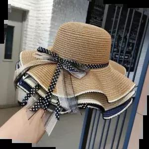 바캉스모자 여름 리본 왕골 밀짚모자 와이드챙 휴양지 바캉스코디