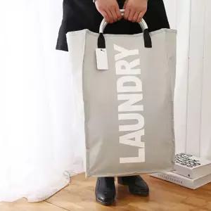 방수 접이식 패브릭 빨래바구니 수거함 세탁바구니 라이트그레이 E188
