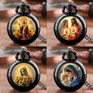 빈티지 회중시계 펜던트 케이스 골드 예수 포켓워치 시계 성모 선물 목걸이 마리아 종교