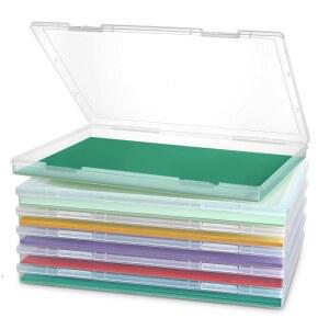 HQAUT 사진 보관함 스냅 타이트 래치가 있는 6팩 보드 게임 보관 용기 플라스틱 정리함 및 스크랩북 카드 종이 공예품 8x10