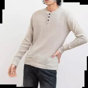 브이넥니트 남자 헨리넥 니트티 단추 포인트 캐주얼 데이트룩