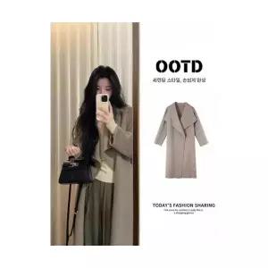 여성 코트 모직 한겨울 양면 양털 하프 트렌치 도톰 MF4