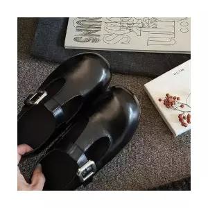 여자 플랫 슈즈 링크 클래식 빈티지 펀칭 티 스트랩 라운드 메리제인 단화 BE5